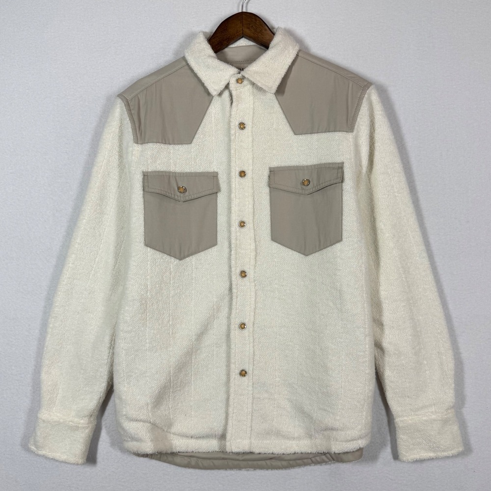 Flint & Tinder Huckberry Quilted Sherpa Overshirt Men Small Snap Button Western‎